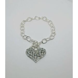 Rhinestone heart bracelet
